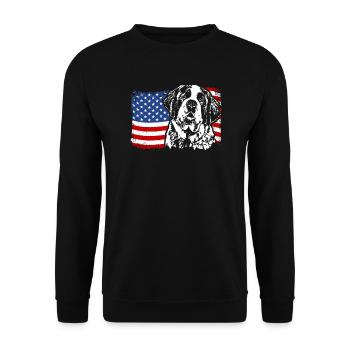 ST. BERNARDS Amérique Flag Chiens Chien Wilsigns - Sweat-shirt Unisexe - noir - Devant - Alina (178cm) & Michal (187cm)