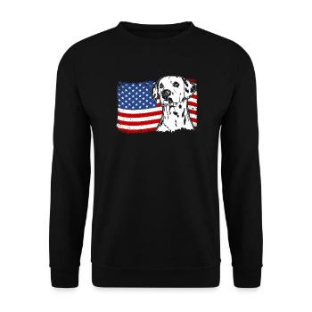 Dalmatiens Amérique Flag Dogs Wilsigns - Sweat-shirt Unisexe - noir - Devant - Alina (178cm) & Michal (187cm)