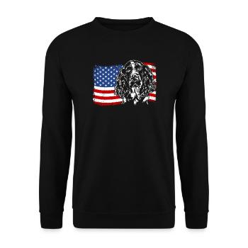 English Springer Spaniel America Flag Dog Dogs - Unisex Sweatshirt - black - Front - Alina (178cm) & Michal (187cm)