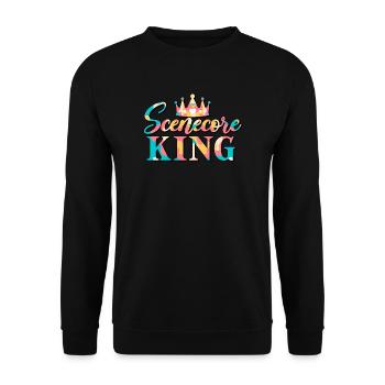 Szenecore König Emo Phase Mall Goth E-Boy Niedlich - Unisex Pullover - Schwarz - Vorne - Alina (178cm) & Michal (187cm)
