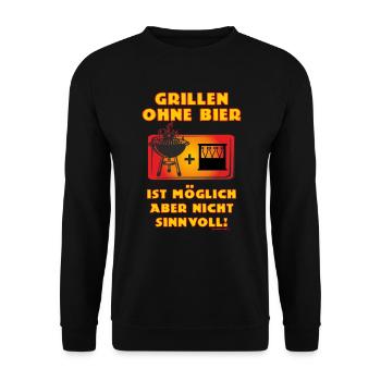 BBQ - Grillen ohne Bier ist möglich aber nicht - Unisex Pullover - Schwarz - Vorne - Alina (178cm) & Michal (187cm)