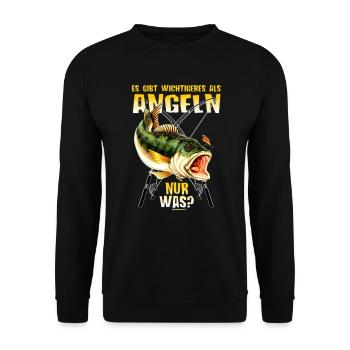 FID - Angler Designs - es gibt wichtigeres als - Unisex Pullover - Schwarz - Vorne - Alina (178cm) & Michal (187cm)