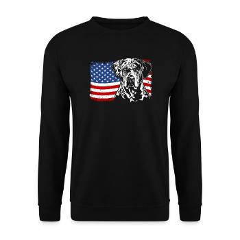 CATAHOULA LEOPARD DOG America Flag Dogs Wilsigns - Unisex Sweatshirt - black - Front - Alina (178cm) & Michal (187cm)