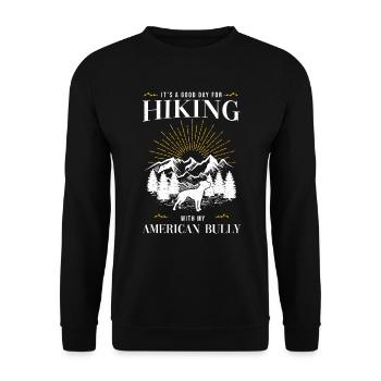 American Bulldog Amerikanische Bulldogge - Unisex Pullover - Schwarz - Vorne - Alina (178cm) & Michal (187cm)
