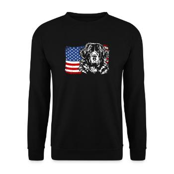 Landseer America Flag Dog Dogs Wilsigns - Unisex Sweatshirt - black - Front - Alina (178cm) & Michal (187cm)