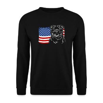 Staffordshire Bull Terrier America Flag Dogs - Unisex Sweatshirt - black - Front - Alina (178cm) & Michal (187cm)
