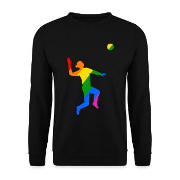 Rainbow Jump in Volleyball - Unisex Sweatshirt - black - Front - Alina (178cm) & Michal (187cm)