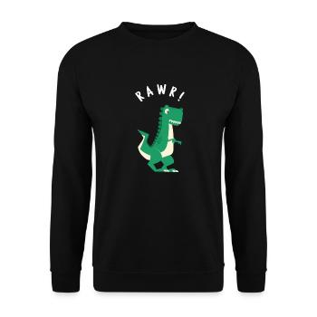 DINOSAUR RAWR! Green Large T-Rex Dinosau - Unisex Sweatshirt - black - Front - Alina (178cm) & Michal (187cm)