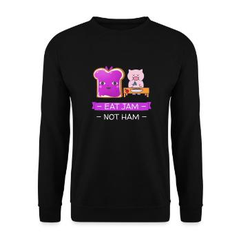 Essen Sie Marmelade nicht Schinken Vegan Life - Unisex Pullover - Schwarz - Vorne - Alina (178cm) & Michal (187cm)