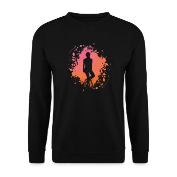 Monocycle Cyclisme Vintage Silhouette Splash Klecks - Sweat-shirt Unisexe - noir - Devant - Alina (178cm) & Michal (187cm)