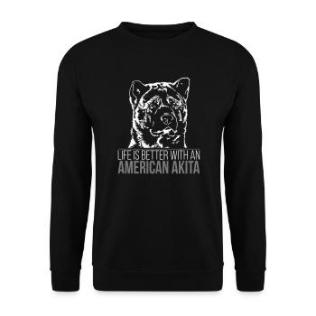 AMERICAN AKITA Life is better - Unisex Pullover - Schwarz - Vorne - Alina (178cm) & Michal (187cm)