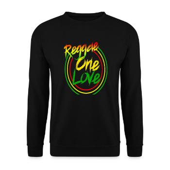 reggae on love rainbow, Jamaika, Marley - Unisex Pullover - Schwarz - Vorne - Alina (178cm) & Michal (187cm)