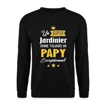 Jardinier papy cadeau drôle jardin papi jardinage - Sweat-shirt Unisexe - noir - Devant - Alina (178cm) & Michal (187cm)