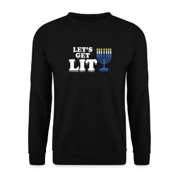 Hanukkah drôle obtenir des vêtements juifs éclairés - Sweat-shirt Unisexe - noir - Devant - Alina (178cm) & Michal (187cm)