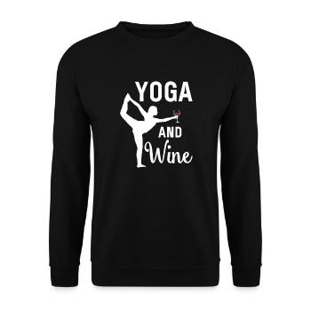 Yoga und Wein Lustige Kleidung - Unisex Pullover - Schwarz - Vorne - Alina (178cm) & Michal (187cm)