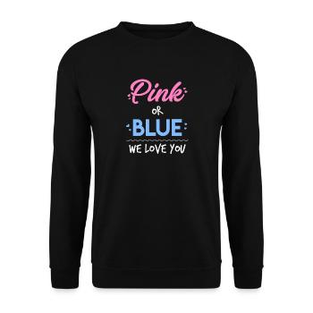 Süße Baby-Dusche Geschlecht offenbaren - Unisex Pullover - Schwarz - Vorne - Alina (178cm) & Michal (187cm)