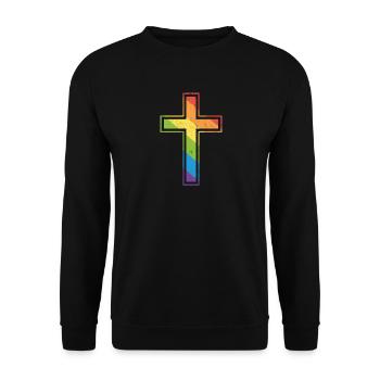 Gay Rainbow Cross Christian LGBT - Unisex Sweatshirt - black - Front - Alina (178cm) & Michal (187cm)