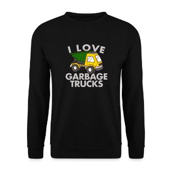 Love Garbage Trucks - Unisex Pullover - Schwarz - Vorne - Alina (178cm) & Michal (187cm)