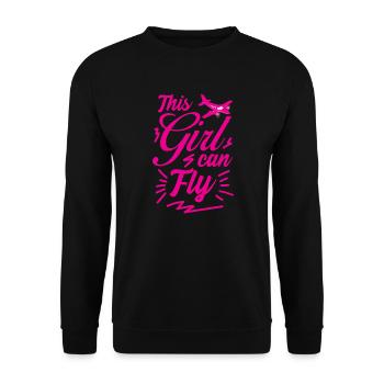 Fille pilote féminine drôle - Sweat-shirt Unisexe - noir - Devant - Alina (178cm) & Michal (187cm)