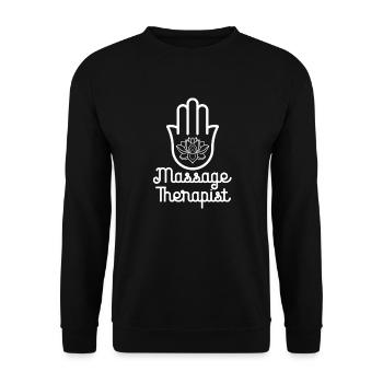 Massage-Therapeut - Unisex Pullover - Schwarz - Vorne - Alina (178cm) & Michal (187cm)