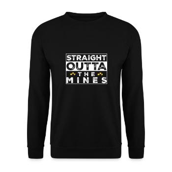 Coal Miner Straight Outta Die Minen lustig - Unisex Pullover - Schwarz - Vorne - Alina (178cm) & Michal (187cm)