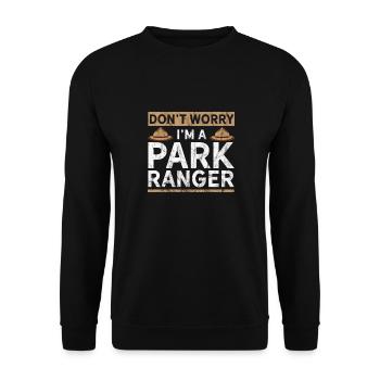 Lustiger Park Ranger - Unisex Pullover - Schwarz - Vorne - Alina (178cm) & Michal (187cm)