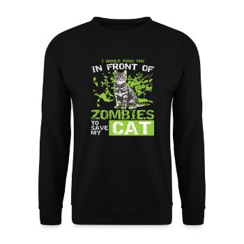 Chat drôle chaton Zombie vêtements - Sweat-shirt Unisexe - noir - Devant - Alina (178cm) & Michal (187cm)