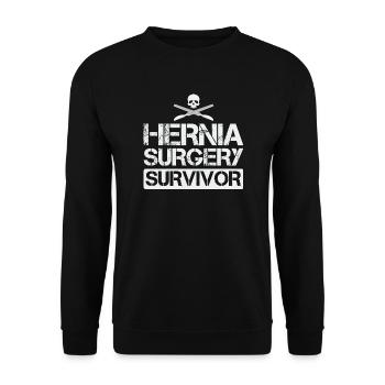Hernienchirurgie Survivor Lustig - Unisex Pullover - Schwarz - Vorne - Alina (178cm) & Michal (187cm)