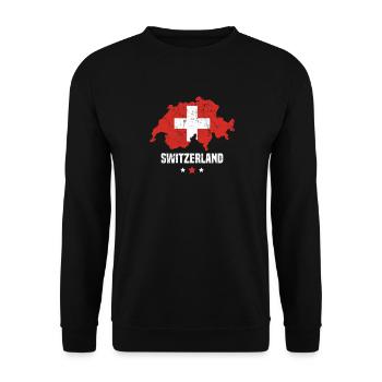 Schweiz Flagge Schweizer - Unisex Pullover - Schwarz - Vorne - Alina (178cm) & Michal (187cm)