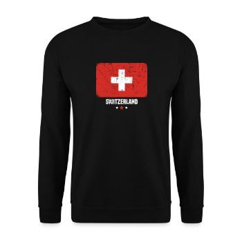 Schweiz Flagge Schweizer - Unisex Pullover - Schwarz - Vorne - Alina (178cm) & Michal (187cm)