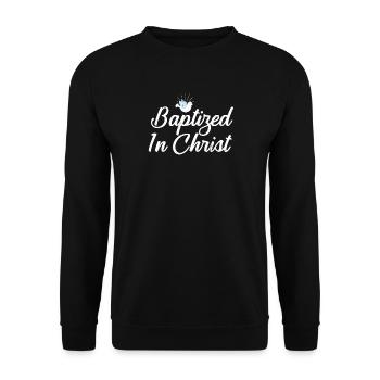 Getauft in Christus Taufe - Unisex Pullover - Schwarz - Vorne - Alina (178cm) & Michal (187cm)