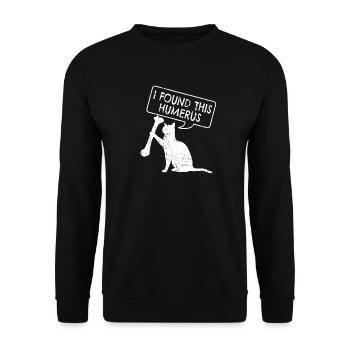Lustige Anatomie Katze Humerus - Unisex Pullover - Schwarz - Vorne - Alina (178cm) & Michal (187cm)