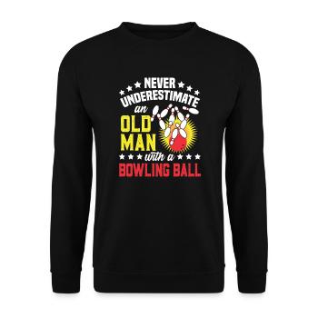 Bowling Old Man Drôle Cadeau d’anniversaire Bowler - Sweat-shirt Unisexe - noir - Devant - Alina (178cm) & Michal (187cm)