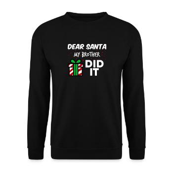 Lustige Weihnachten Santa Bruder Geschwister Pun Weihnachten - Unisex Pullover - Schwarz - Vorne - Alina (178cm) & Michal (187cm)