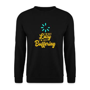 Computer Buffering Geek Pun Bekleidung - Unisex Pullover - Schwarz - Vorne - Alina (178cm) & Michal (187cm)
