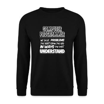 ComputerProgrammierer Geek Pun Bekleidung - Unisex Pullover - Schwarz - Vorne - Alina (178cm) & Michal (187cm)