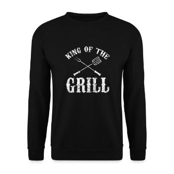 King of the Grill Pun Barbecue Lustige Kleidung - Unisex Pullover - Schwarz - Vorne - Alina (178cm) & Michal (187cm)