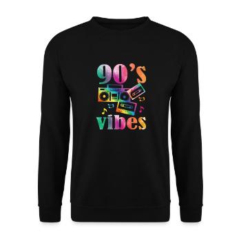 90s Vibes Music Nostalgic 1990's Retro - Unisex Sweatshirt - black - Front - Alina (178cm) & Michal (187cm)