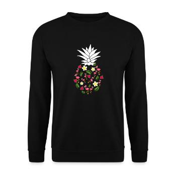 Floral Flamingo Pineapple Tropical - Unisex Sweatshirt - black - Front - Alina (178cm) & Michal (187cm)