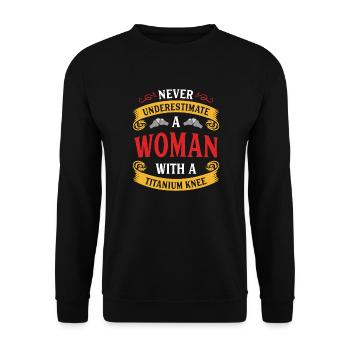 Woman Titanium Knee Replacement Surgery - Unisex Sweatshirt - black - Front - Alina (178cm) & Michal (187cm)