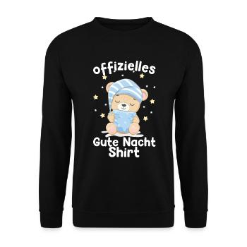 Gute Nacht Bär Schlaf Geschenk - Unisex Pullover - Schwarz - Vorne - Alina (178cm) & Michal (187cm)