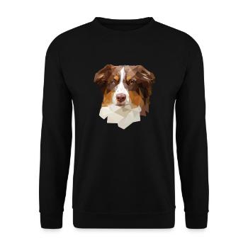 Australian Shepherd, Red Tri Polygon Stil - Unisex Pullover - Schwarz - Vorne - Alina (178cm) & Michal (187cm)