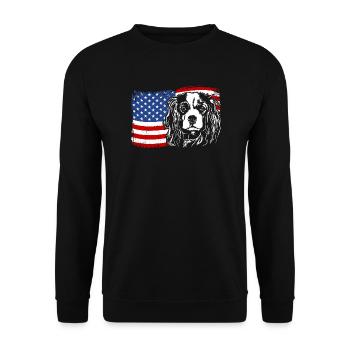 Cavalier King Charles Spaniel America Flag Dogs - Unisex Sweatshirt - black - Front - Alina (178cm) & Michal (187cm)