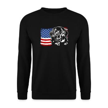 Neufundländer Amerika Fahne Hunde Wilsigns - Unisex Pullover - Schwarz - Vorne - Alina (178cm) & Michal (187cm)