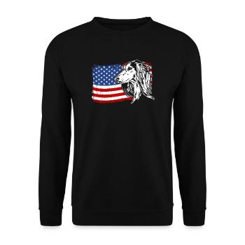 Saluki America Flag Dog Dogs Wilsigns - Unisex Sweatshirt - black - Front - Alina (178cm) & Michal (187cm)