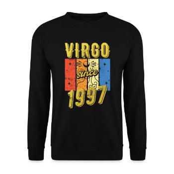Jungfrau 1997 Sternzeichen Geburtstag Geschenk - Unisex Pullover - Schwarz - Vorne - Alina (178cm) & Michal (187cm)