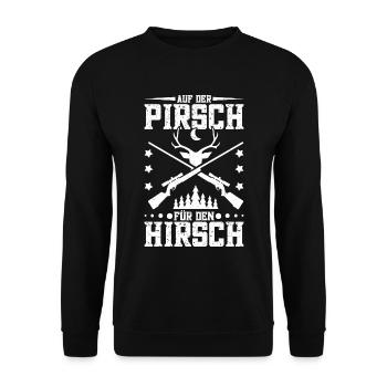Hirsch Kostüm Weißwedelhirsch Hirschjäger - Unisex Pullover - Schwarz - Vorne - Alina (178cm) & Michal (187cm)