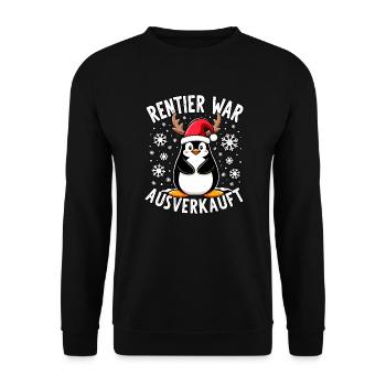Pinguine Rentier war ausverkauft - Unisex Pullover - Schwarz - Vorne - Alina (178cm) & Michal (187cm)