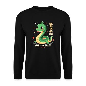 Tenue de réveillon du Nouvel An - Serpent 2025 - Sweat-shirt Unisexe - noir - Devant - Alina (178cm) & Michal (187cm)