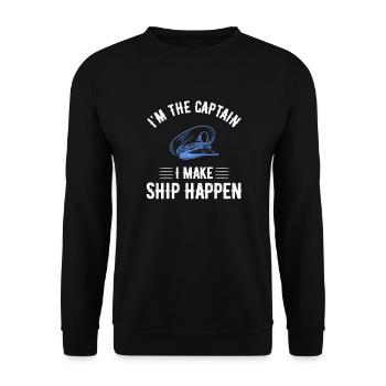 Capitaine, voile, bateau, voilier - Sweat-shirt Unisexe - noir - Devant - Alina (178cm) & Michal (187cm)